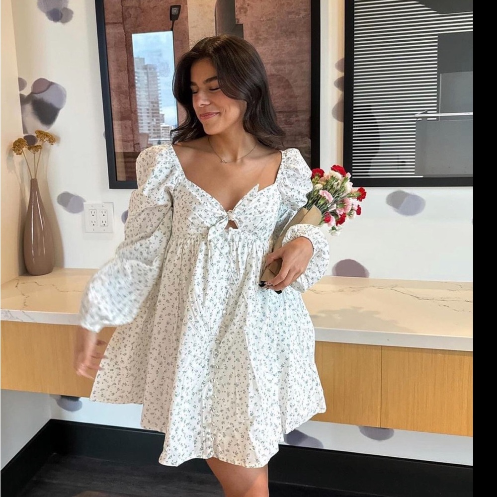 Lulus Exceptional Sweetheart White Floral Cutout Babydoll Mini Dress - Size XS
